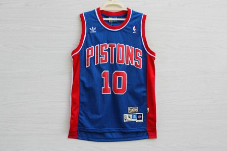 Maillot De Basket Detroit Pistons Dennis Rodman 10 Engrener Bleu